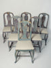 Rare Set of Six Antique Swedish Bergslags Rococo Style Dining Chairs