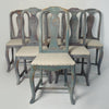 Rare Set of Six Antique Swedish Bergslags Rococo Style Dining Chairs