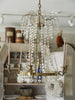 Antique Swedish Brass and Crystal Chandelier Candelabra