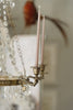Antique Swedish Brass and Crystal Chandelier Candelabra