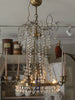 Antique Swedish Brass and Crystal Chandelier Candelabra