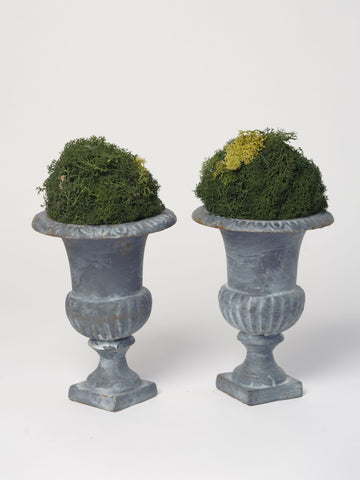 Pair Small Vintage French cast iron urns