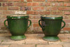 Pair Antique French Castelnaudary Green Urns