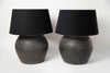 Beautiful pair Dutch black jar lamps with black shades