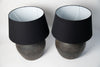 Beautiful pair Dutch black jar lamps with black shades