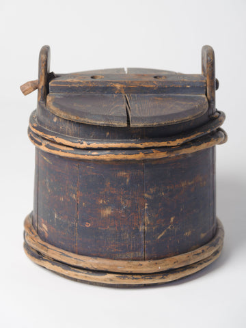 Antique Swedish Wooden Bucket Tub with lid