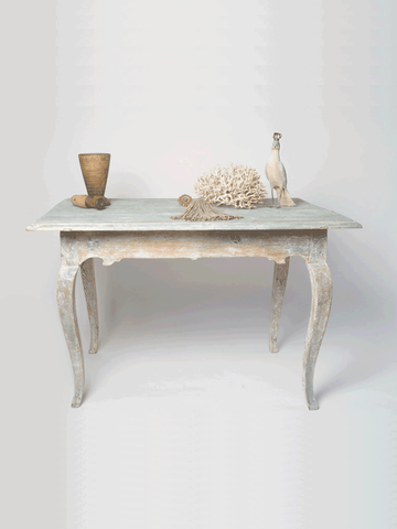 Antique 18th Century Swedish Rococo Table, dry scraped