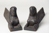 Pair Cast Iron French Sphinx Form Andirons-Firedogs