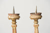 Antique French Wooden Gilt Church Pricket Candlesticks