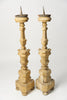 Antique French Wooden Gilt Church Pricket Candlesticks