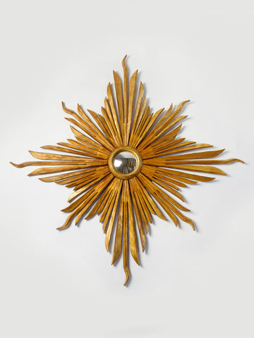 Amazing Large Hand Carved Gilt Sunburst Mirror