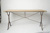 Antique French Cast Iron Bistro table with wooden top