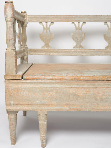 Antique Swedish Gustavian Trundle Bed Bench