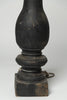 Beautiful black balustrade table lamps with natural linen shades