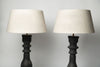 Beautiful black balustrade table lamps with natural linen shades