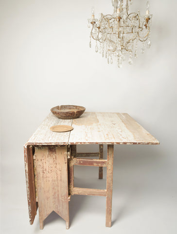 Antique Swedish Slag Bord Drop Leaf Table with original paint