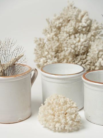 Antique Italian White Glazed Confit Pots from Naples