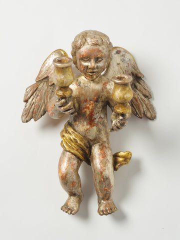 Antique 18th Century Silver Gilt Italian Cherub Putti wall sconce