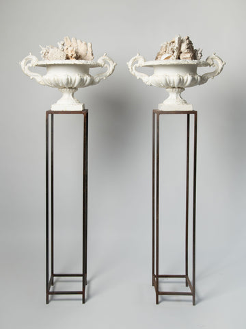 Bespoke aged steel display plinths