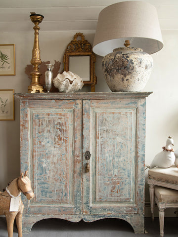 Antique Swedish Dry scraped Cupboard