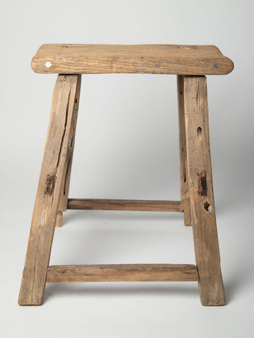 Antique Rustic Elm Stool Number 11