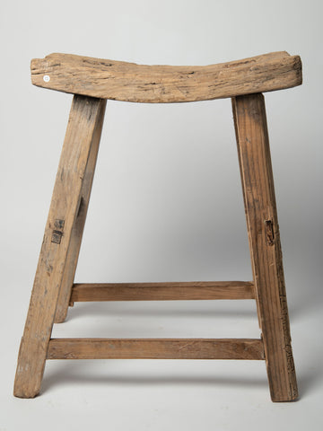 Antique Rustic Elm Stool Number 12
