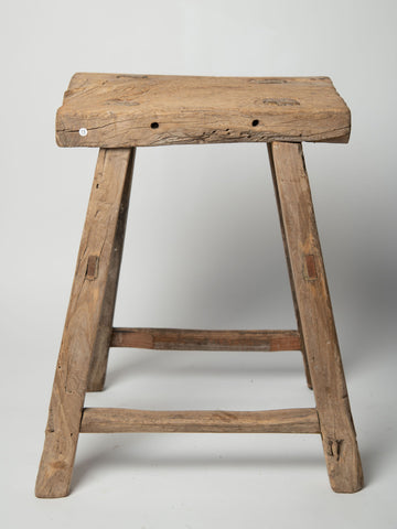 Antique Rustic Elm Stool Number 13