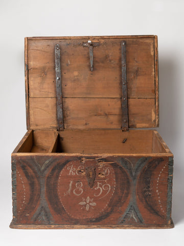 Antique 19th Century Swedish Marriage Chest, dated 1859