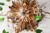 Beautiful 1950's Italian Murano Glass Floral and Gilt Tole Wall/Ceiling Light