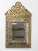Antique French Brass Repousse Cushion Mirror