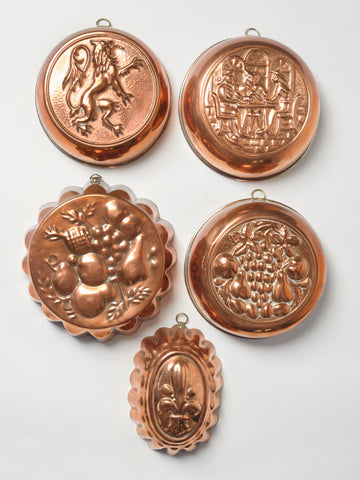 Collection Vintage Copper Pie and Jelly Moulds