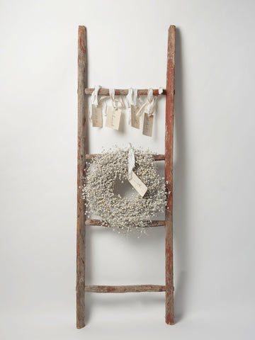 Antique Swedish Rustic Ladder with traces of red paint