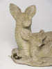 Vintage Reconstituted Stone Deer and Fawn Statues