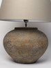 Pair Dutch terracotta jar lamps with linen shades