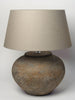 Pair Dutch terracotta jar lamps with linen shades