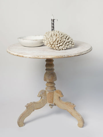 Antique 19th Century Swedish Round table, dry scraped