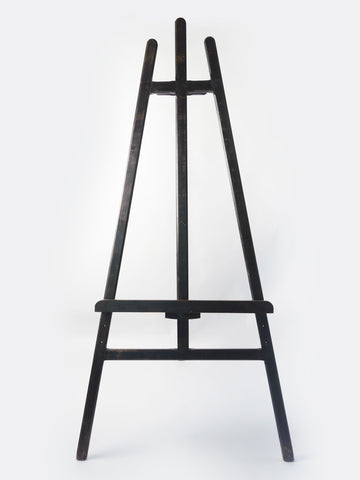 Large Antique French Wooden Tripod Easel with original black paint