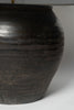 Dutch black pottery jar lamps with linen shades