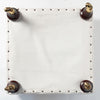 Vintage upholstered ottoman footstool on castors