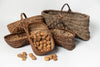 Collection Vintage French handwoven walnut baskets