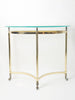 Rare Mid Century Brass & Glass Demi-Lune console table