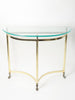 Rare Mid Century Brass & Glass Demi-Lune console table