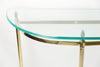 Rare Mid Century Brass & Glass Demi-Lune console table