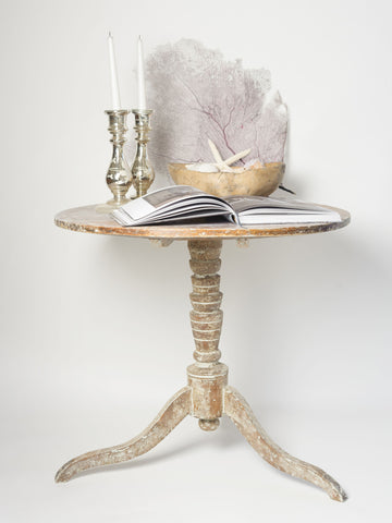 Antique Swedish Tilt Occasional Round Table