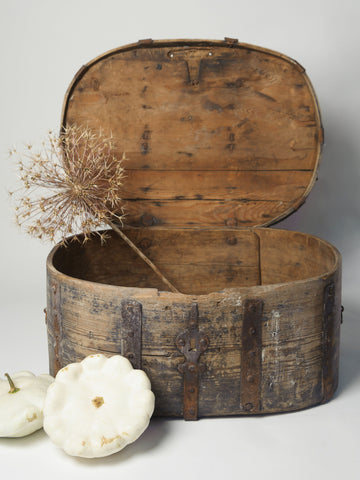 Antique Swedish Primitive Bentwood travel trunk