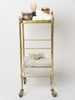 Mid Century Brass and Glass drinks trolley, small size