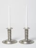 Pair Antique Swedish hand decorated Tin Candlesticks