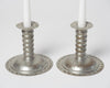 Pair Antique Swedish hand decorated Tin Candlesticks