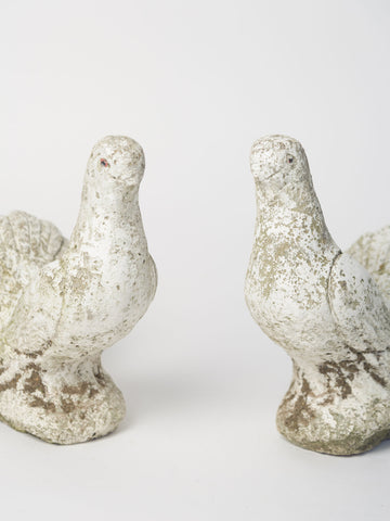 Pair Vintage French Stone doves, circa 1950's