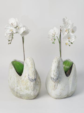 Pair Vintage French Swan Planters, circa 1950